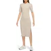 Nike Sportswear Essential Crewneck Midi Dress In Light Orewood Barn/sail
