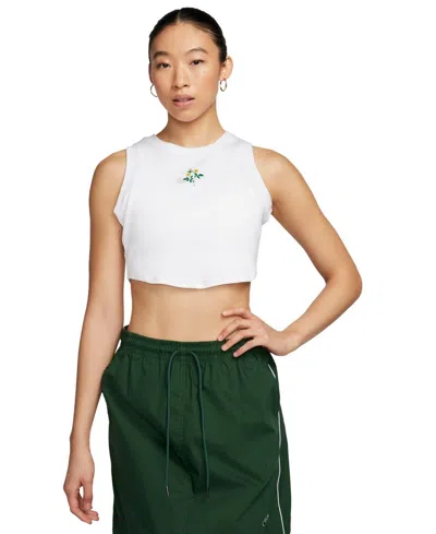 Nike Sportswear Essential Cropped Ribbed Tank Top Womens White Fts366