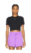 Nike Essential Slim Crop T-shirt In Black In Black & White