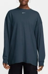 Nike One Classic Dri-fit Long Sleeve Training Top In Armory Navy
