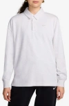 Nike Women's  Sportswear Essential Oversized Long-sleeve Polo In Grey Heather/light Brown