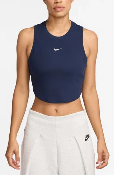 Nike Sportswear Essential Rib Crop Tank In Blue