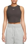 Nike Women's  Sportswear Chill Knit Tight Cropped Mini-rib Tank Top In Baroque Brown/sail