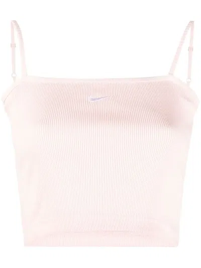 Nike Essential Ribbed Crop Top In Pink