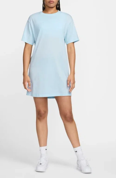Nike Sportswear Essential T-shirt Dress In Glacier Blue/ Sail