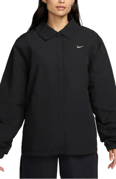 Nike Sportswear Essential Water Repellent Oversize Jacket In Black/white