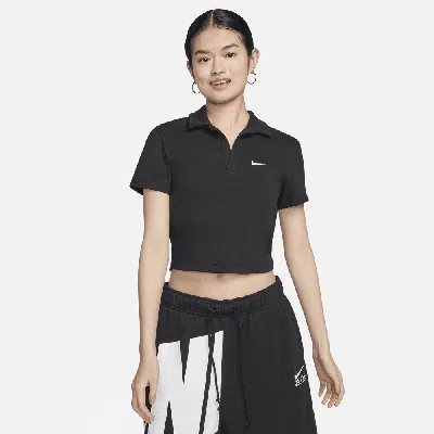 Nike Sportswear Essential Women's Short-sleeve Polo Shirt Top In Black