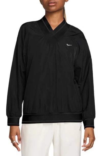 Nike Sportswear Essential Woven Top In Black/ White