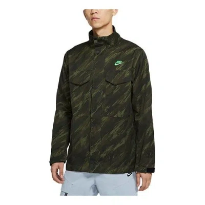 NIKE Nike Sportswear Essentials+ M65 Stand Collar Long Sleeves Unlined Camouflage Jacket Green
