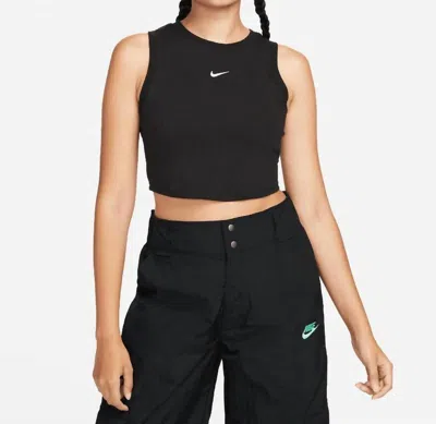 Nike Sportswear Essentials Ribbed Tank Top In Black