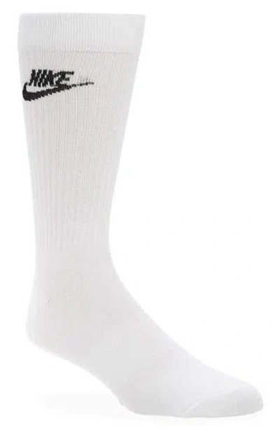 Nike Sportswear Everyday Essential Assorted 3-pack Crew Socks In White/black