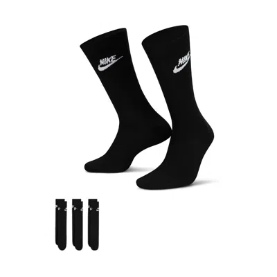 Nike Sportswear Everyday Essential Crew Socks (3 Pairs) In Black