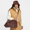 Nike Sportswear Faux Fur Tote (10l) In Red Sepia/metallic Silver