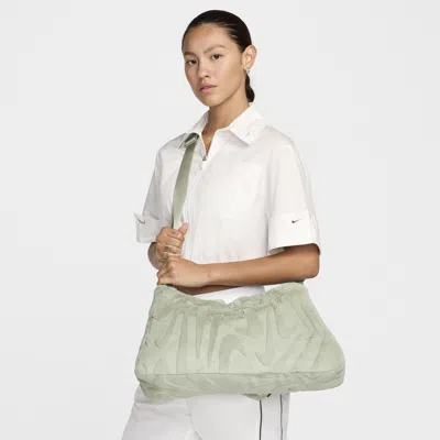 Nike Sportswear Faux Fur Tote (10l) In Jade Horizon/metallic Silver