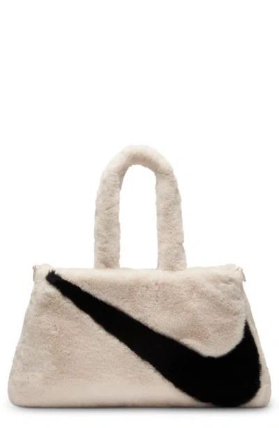 Nike Sportswear Faux Fur Tote Bag In Neutral