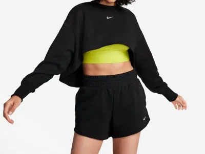 Nike Sportswear Fleece Crop Sweatshirt In Black/light Smoke Grey