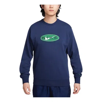 Nike Sportswear French Terry Crewneck Sweatshirt Asia Sizing 'midnight Navy' In Blue