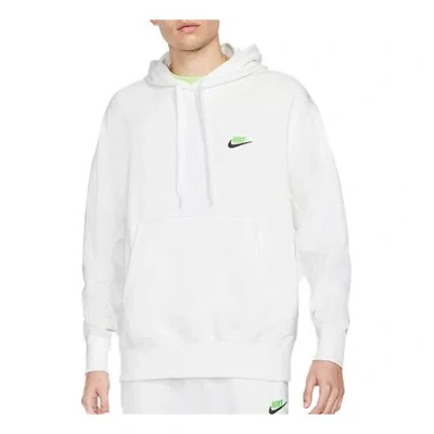 Nike Sportswear French Terry Embroidered Logo Hooded Long Sleeves White In Animal Print