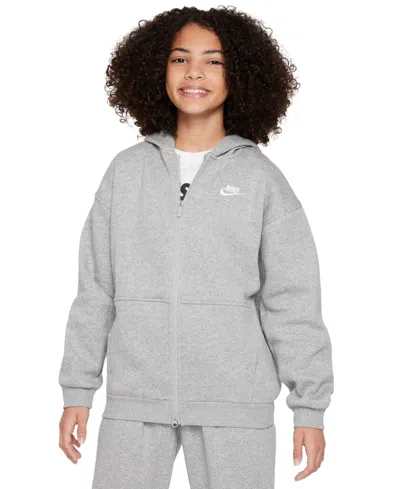 NIKE SPORTSWEAR GIRLS' CLUB FLEECE OVERSIZED FULL-ZIP HOODIE