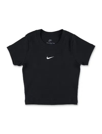 Nike Kids'  Sportswear Girls Cropped Ribbed T-shirt In Black