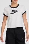 Nike Sportswear Graphic Ringer Tee In White/black, Women's At Urban Outfitters