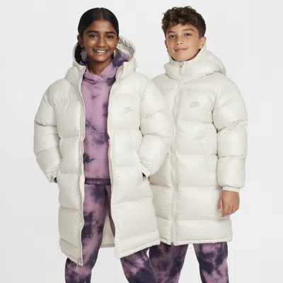 Nike Sportswear Heavyweight Synthetic Fill Easyon Big Kids' Therma-fit Repel Loose Hooded Parka In Grey