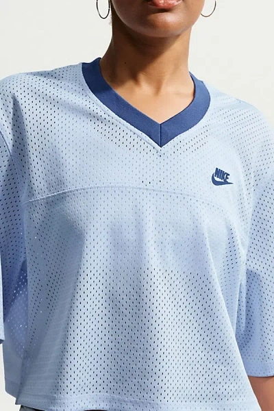 Nike Sportswear Heritage Festival Cropped Mesh Jersey Top In Light Blue, Women's At Urban Outfitters