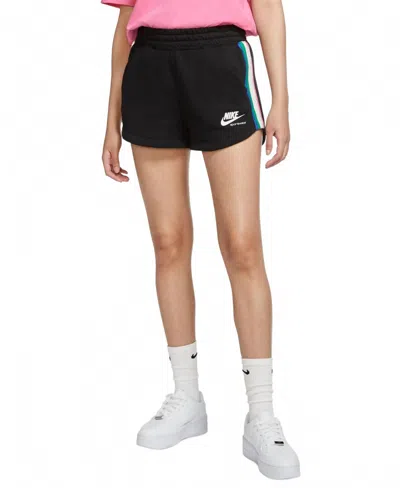 Nike Sportswear Heritage Fleece Shorts In Black Sail White
