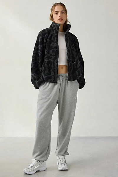 Nike Sportswear High-pile Fleece Zip-up Jacket In Black/black/sail, Women's At Urban Outfitters In Multi