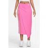 Nike Sportswear High Waist Rib Midi Skirt In Pink