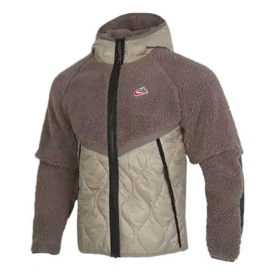Nike Sportswear Hooded Fleece Jacket Men Brown Camel