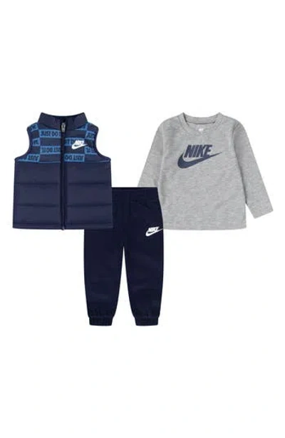 Nike Babies'  Sportswear Jdi Puffer Vest, Logo T-shirt & Fleece Joggers Set In Multi
