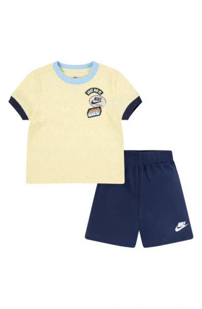 Nike Babies' Sportswear Jersey Graphic T-shirt & French Terry Shorts Set In Midnight Navy