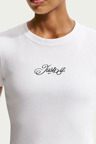 Nike Sportswear Just Do It Graphic Slim Mod-cropped Tee In White, Women's At Urban Outfitters