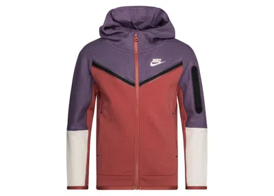 Pre-owned Nike Sportswear Kids' Tech Fleece Fullzip Hoodie In Canyon Purple/canyon Rust/light Bone