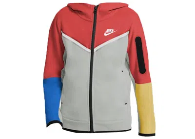 Pre-owned Nike Sportswear Kids' Tech Fleece Fullzip Hoodie In Lobster/grey Fog/white