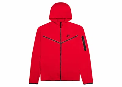 Pre-owned Nike Sportswear Kids' Tech Fleece Fullzip Hoodie In University Red/black