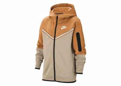 Pre-owned Nike Sportswear Kids Tech Fleece Fullzip Hoodie In Yellow/grey