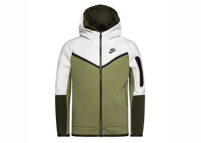 Pre-owned Nike Sportswear Kids' Tech Fleece Hoodie In White/dutch Green