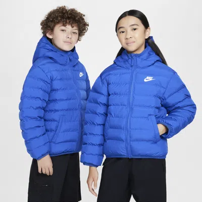 Nike Sportswear Lightweight Synthetic Fill Big Kids' Loose Hooded Jacket In Blue