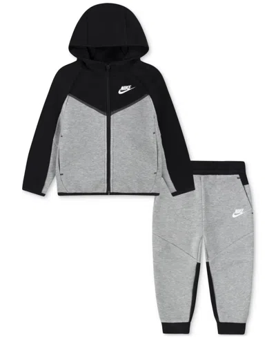 Nike Sportswear Little Kids 2-pc. Tech Fleece Full-zip Set In Dk Grey Heather,black