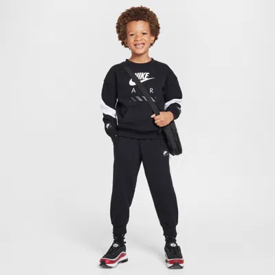 Nike Sportswear Little Kids' Air Fleece 2-piece Crew Set In Black