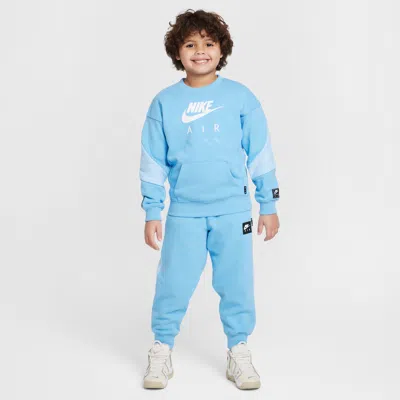 Nike Sportswear Little Kids' Air Fleece 2-piece Crew Set In Blue