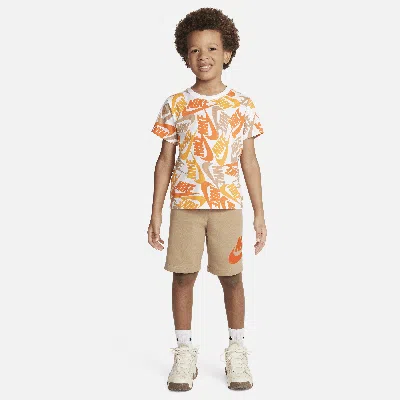 Nike Sportswear Little Kids' Futura Toss Shorts Set In Brown