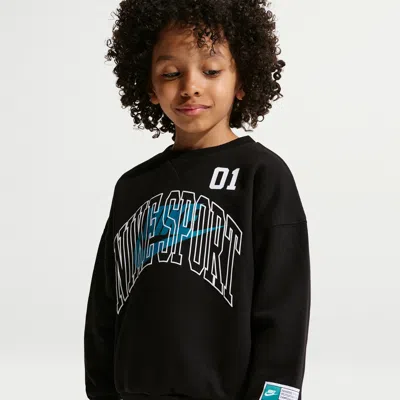 Nike Sportswear Little Kids' Multisport 2-piece Fleece Crew Set In Black