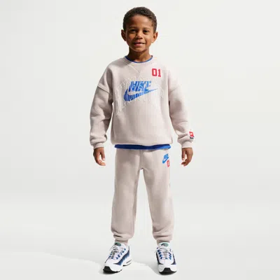 Nike Sportswear Little Kids' Multisport 2-piece Fleece Crew Set In Neutral
