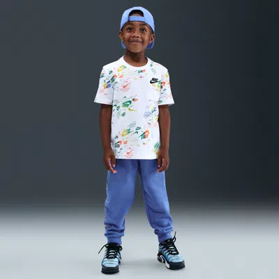 Nike Sportswear Little Kids' Reveal Printed Tee And Pants Set In White