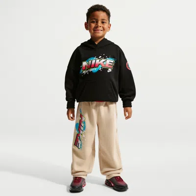 Nike Sportswear Little Kids' Snow Motion Fleece Pullover Hoodie 2-piece Set In Brown
