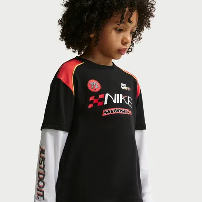 Nike Sportswear Little Kids' Victory Lap Twofer T-shirt In Neutral