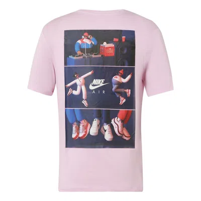 Nike Sportswear Logo Back Pattern Printing Casual Short Sleeve Pink